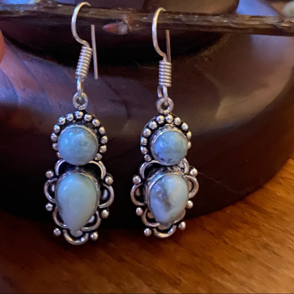Lovely Caribbean Larimar & Silver Earrings
